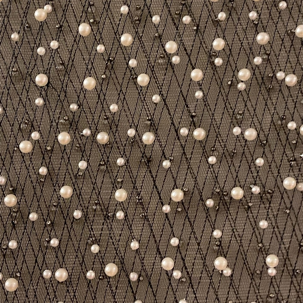 Elegant Black Sheer Pearl Rhinestone Top - Picture 6 of 8